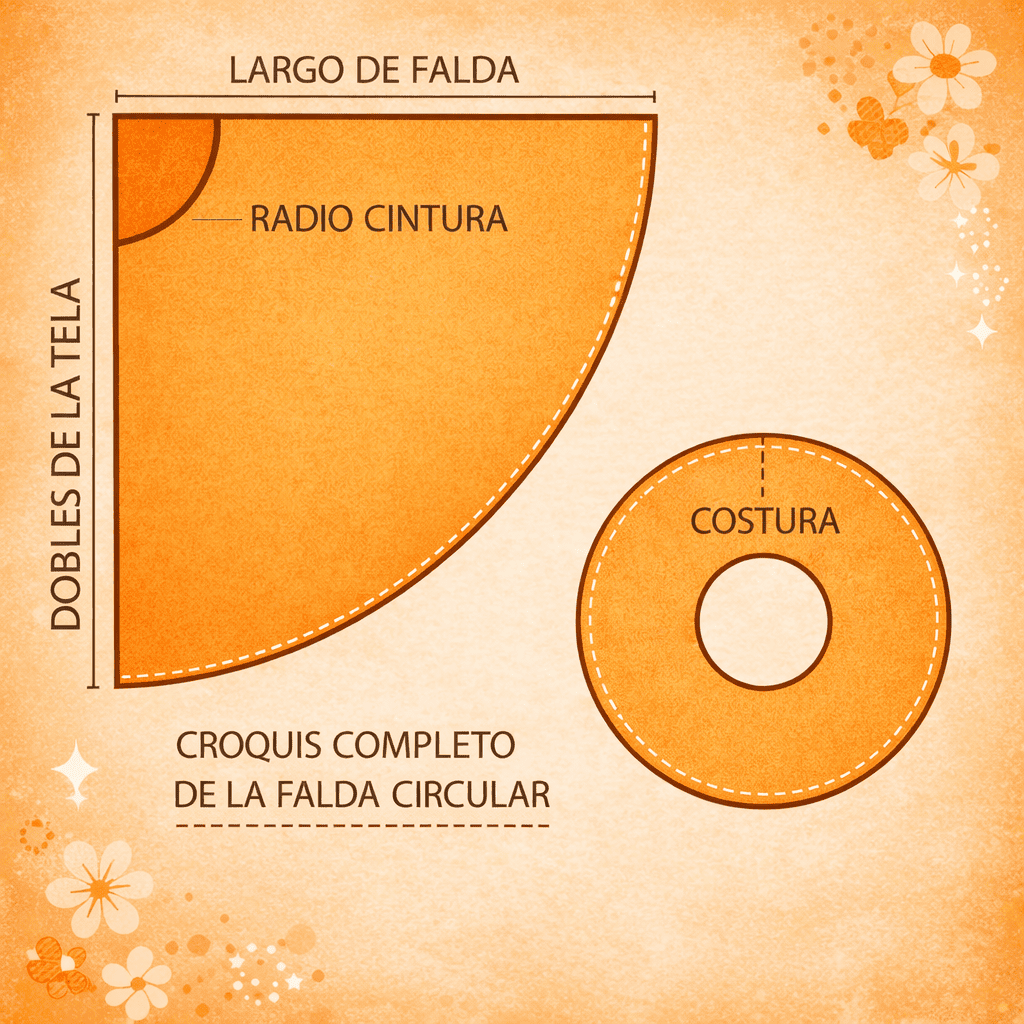 Falda circular un cuarto